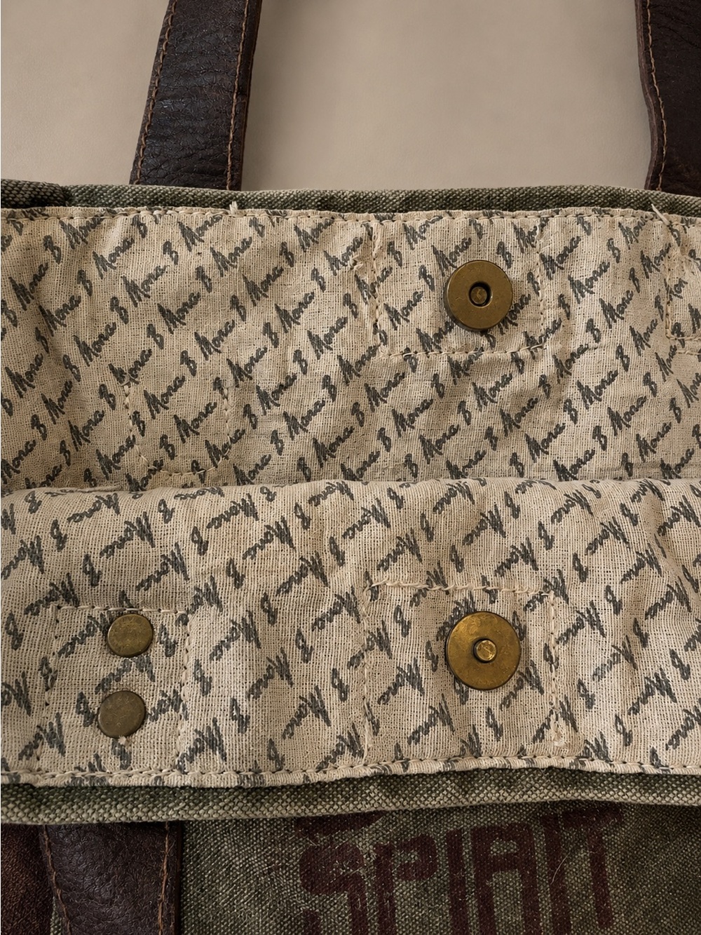 Mona b Vintage Style Distressed Canvas and Leather “Spirit of Freedom” Tote Bag - Picture 4 of 6